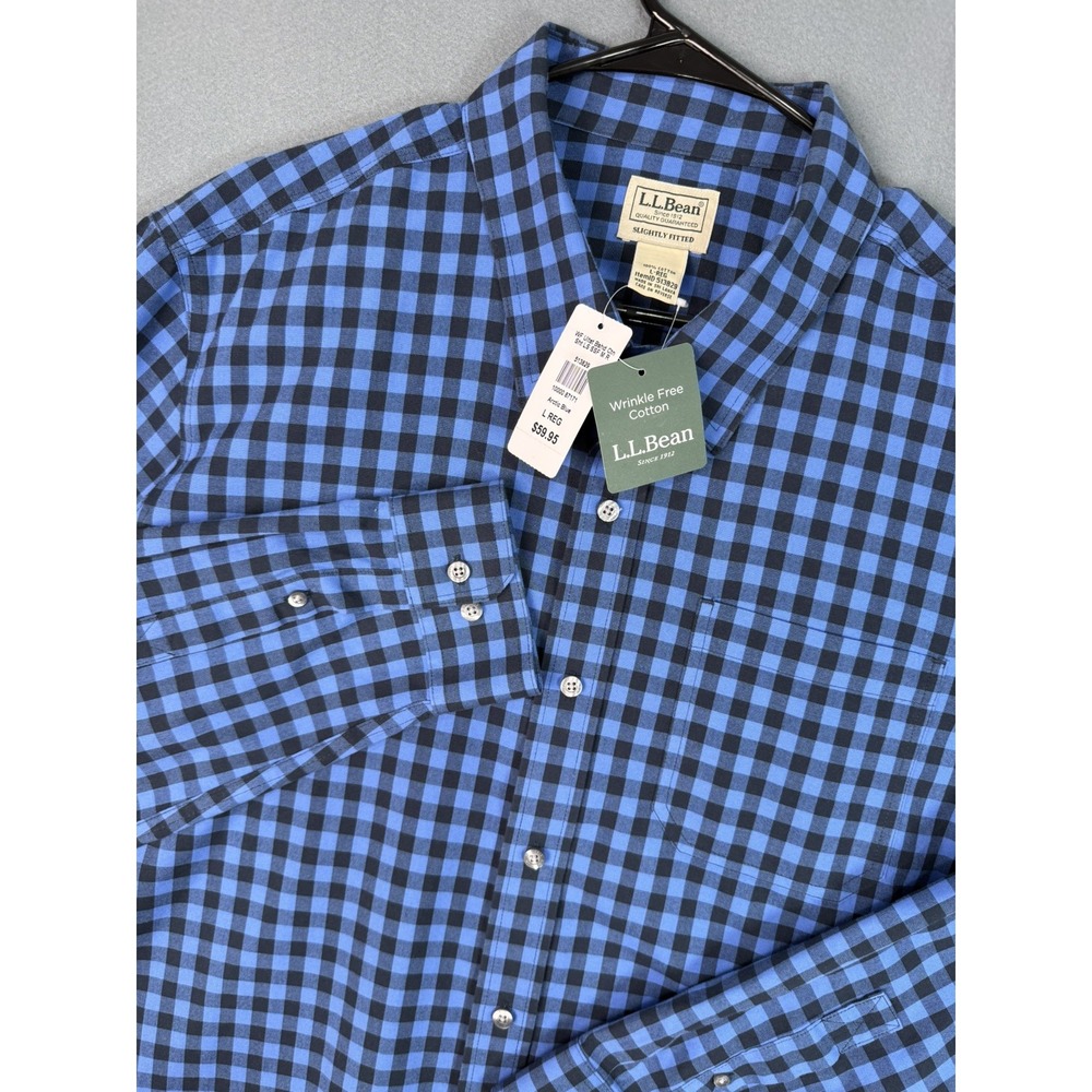 LL Bean Men's Flannel Size L shirt - Lakewashed Slightly Fitted BLUE Night Sky